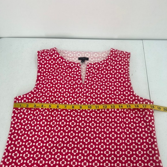 Talbots Petite Pink White Geometric Print Sleeveless V-Neck Top Women MP - Picture 5 of 7